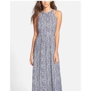 Vineyard Vines Women Blue Fern Print Halter Neck Maxi Dress Sz 14 Coastal Preppy